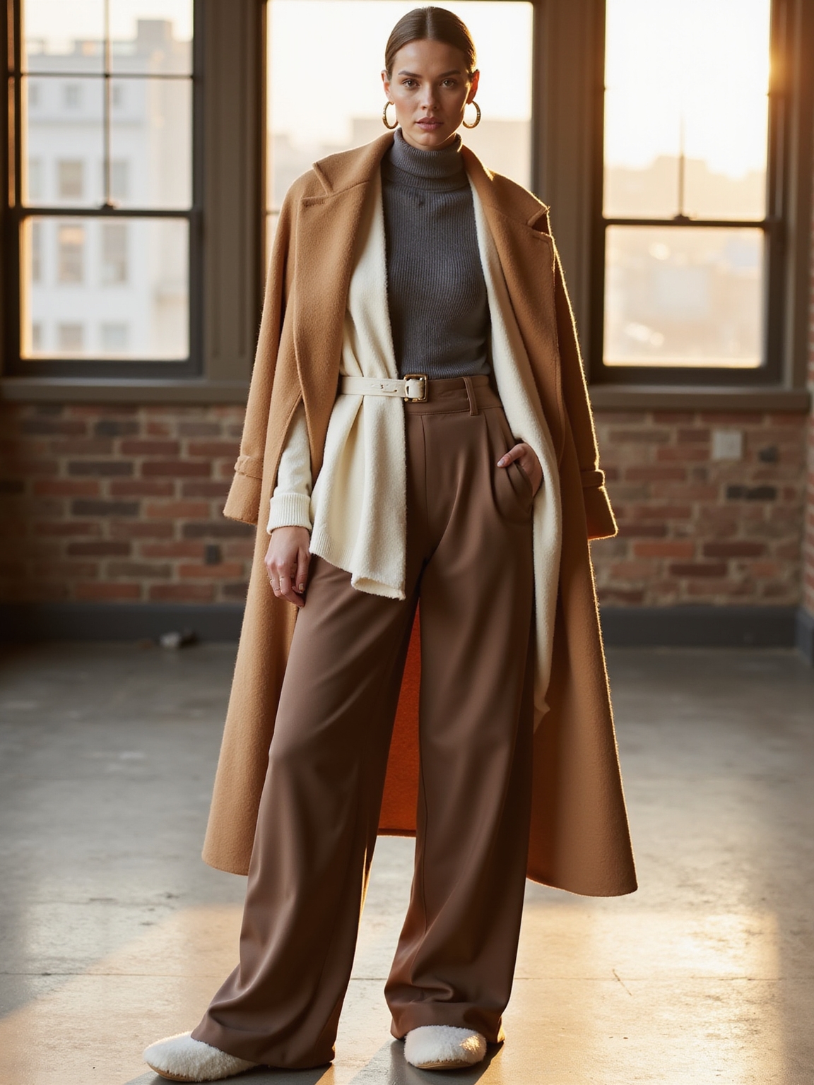 polished cozy monochrome knitwear