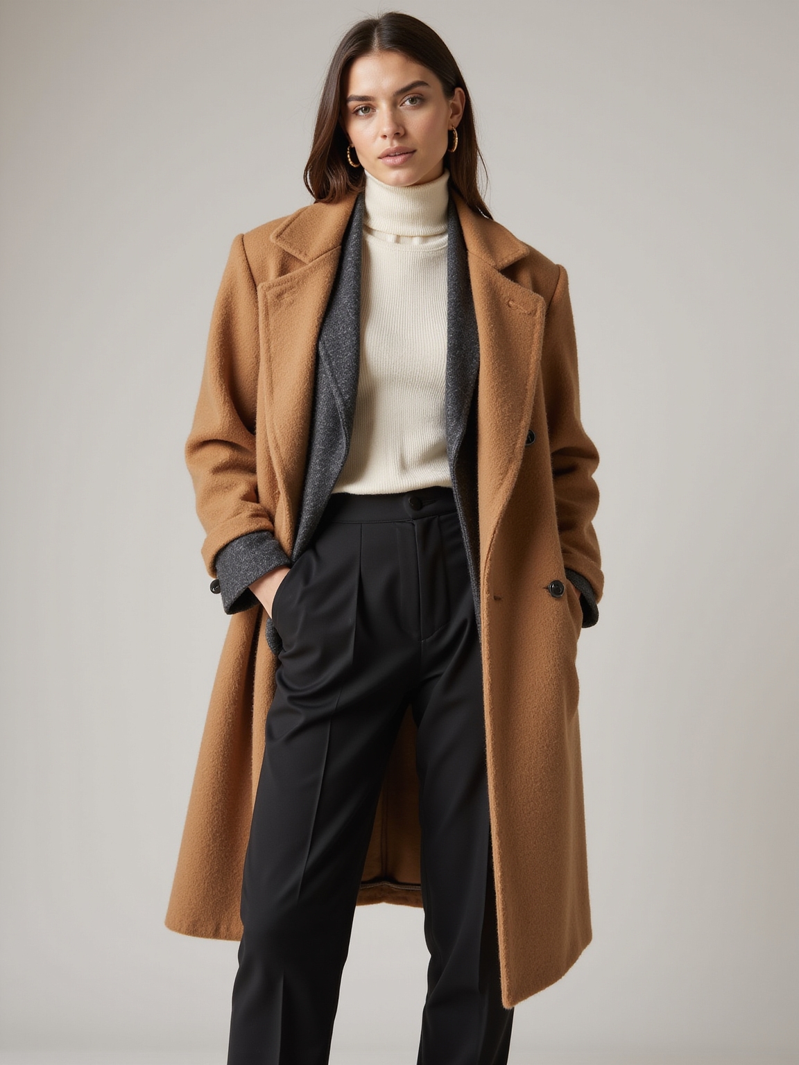 polished layered turtleneck warmth