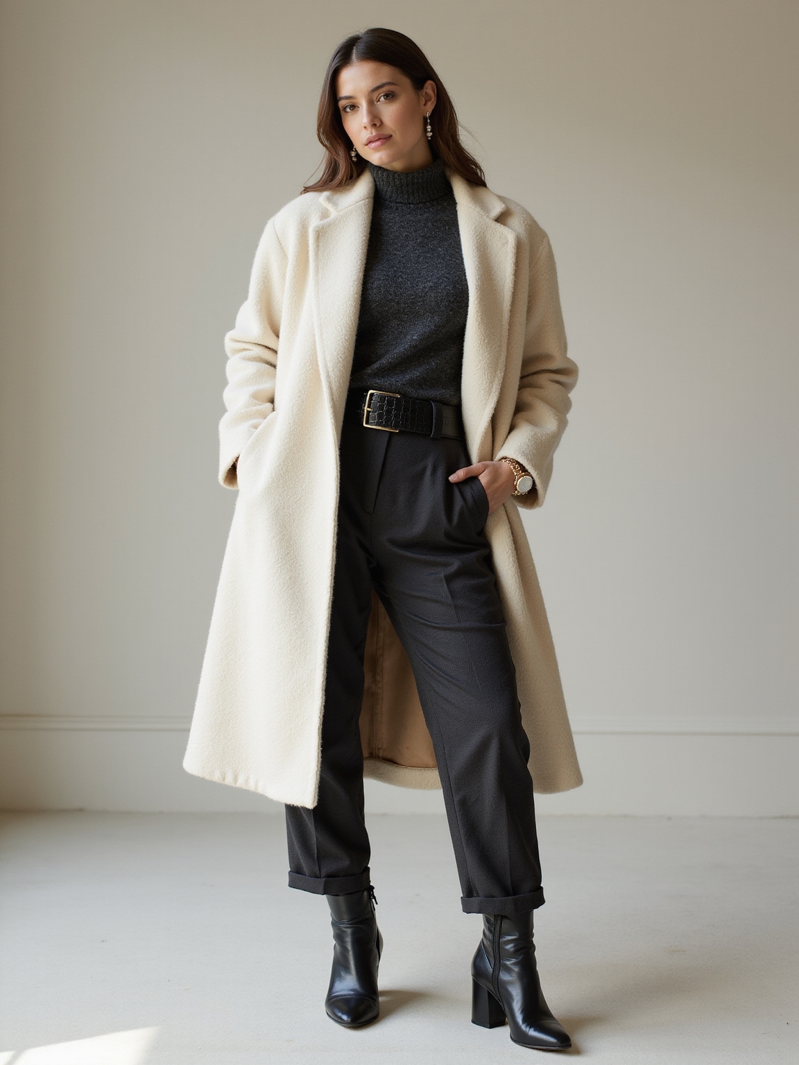 polished layered winter officewear