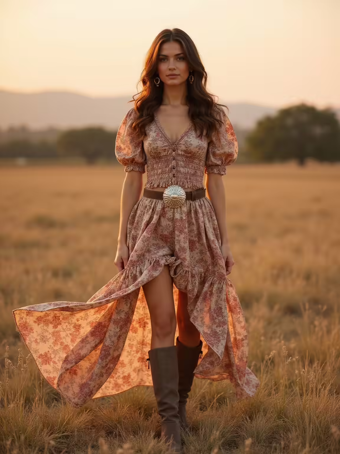 prairie blooms suede knee highs