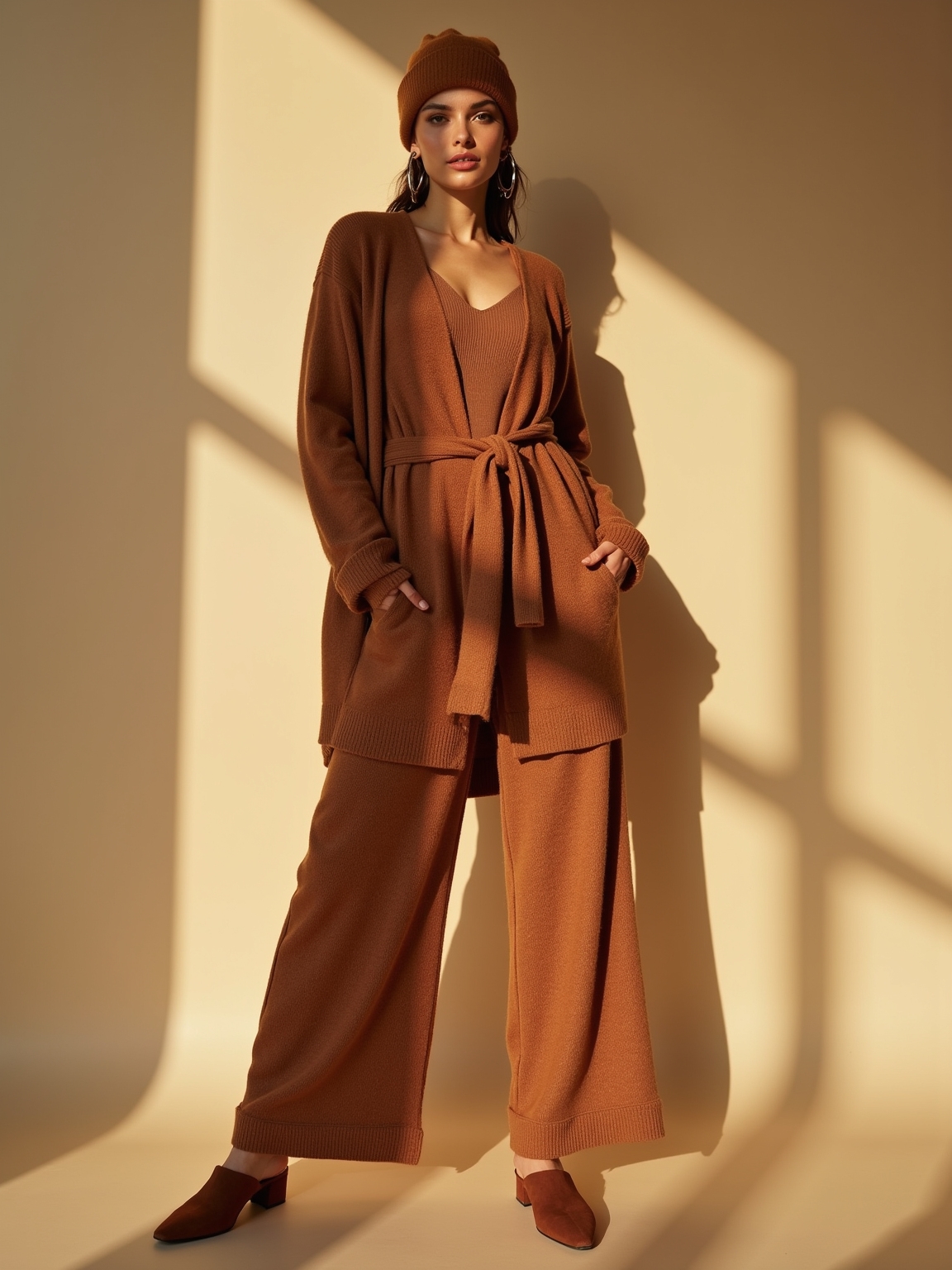 quiet luxury knit loungewear ensemble