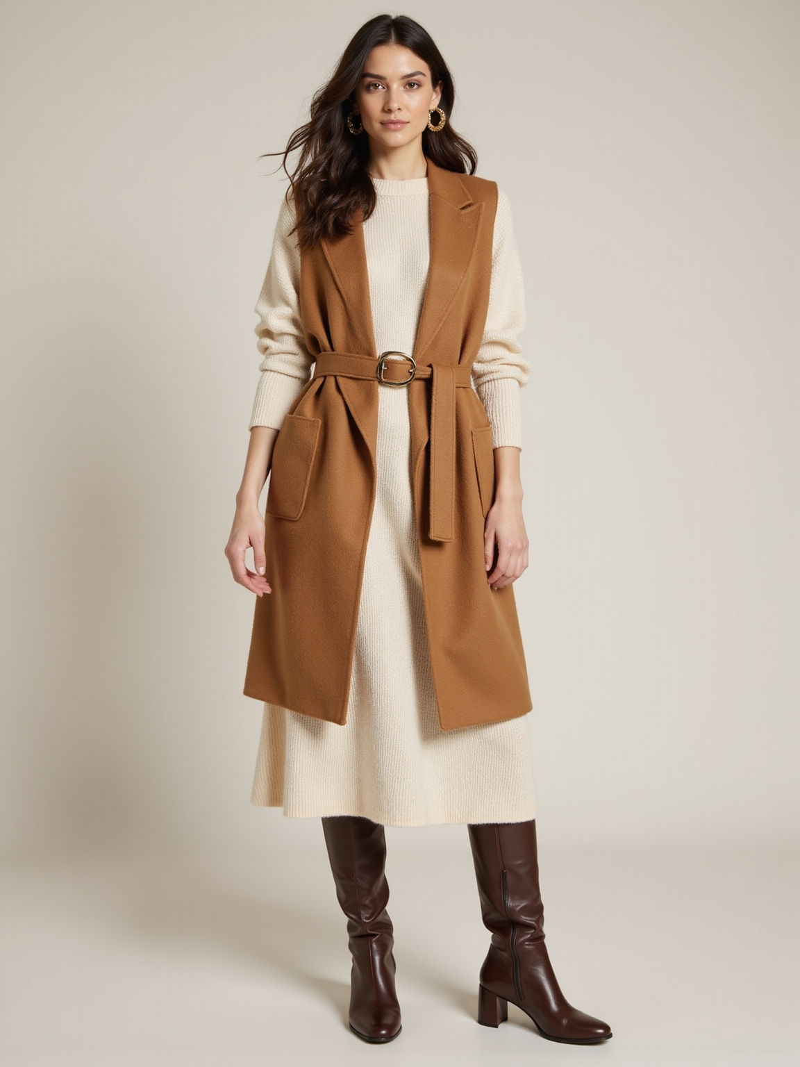 quilted belted vest ensemble