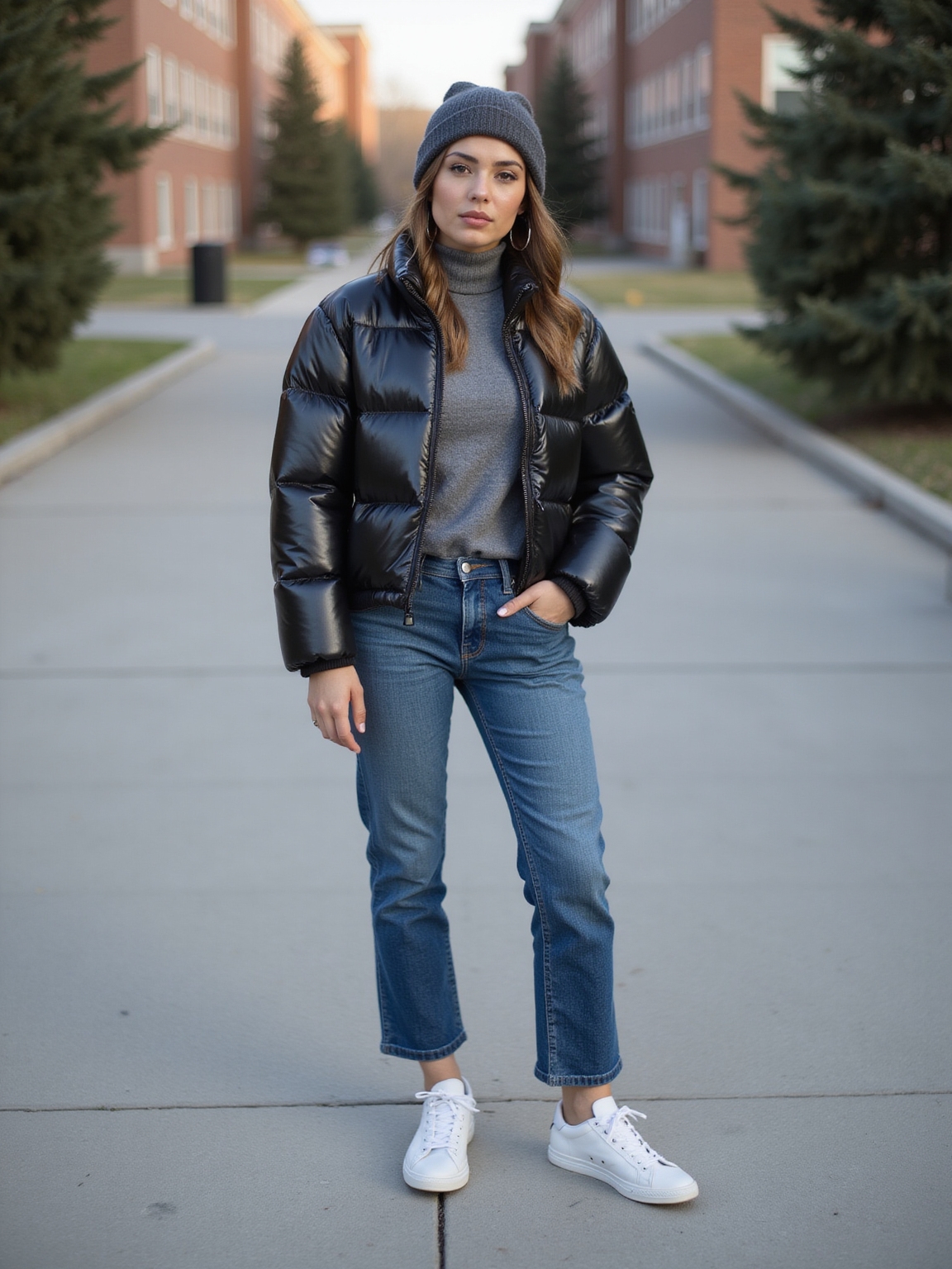 quilted glossy campus ready puffer