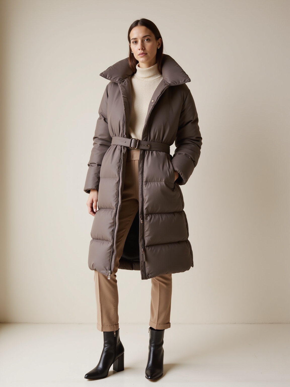 quilted high collar puffer elegance
