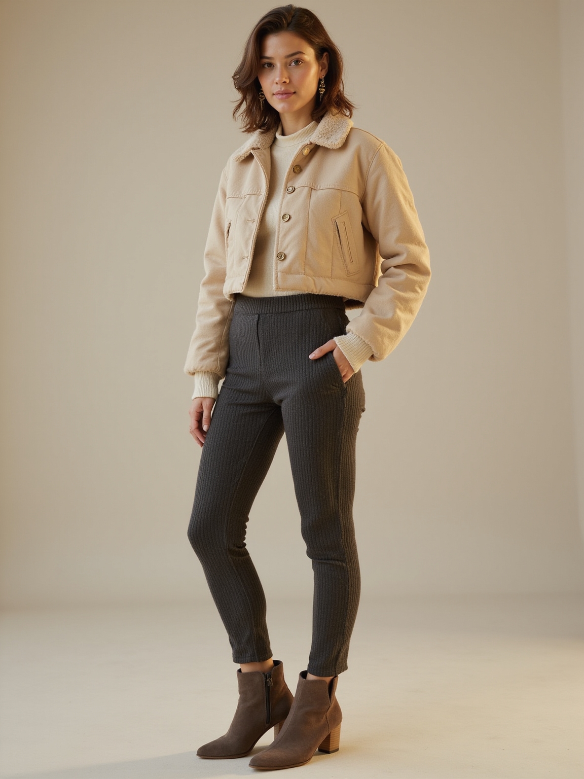 quilted jacket with leggings
