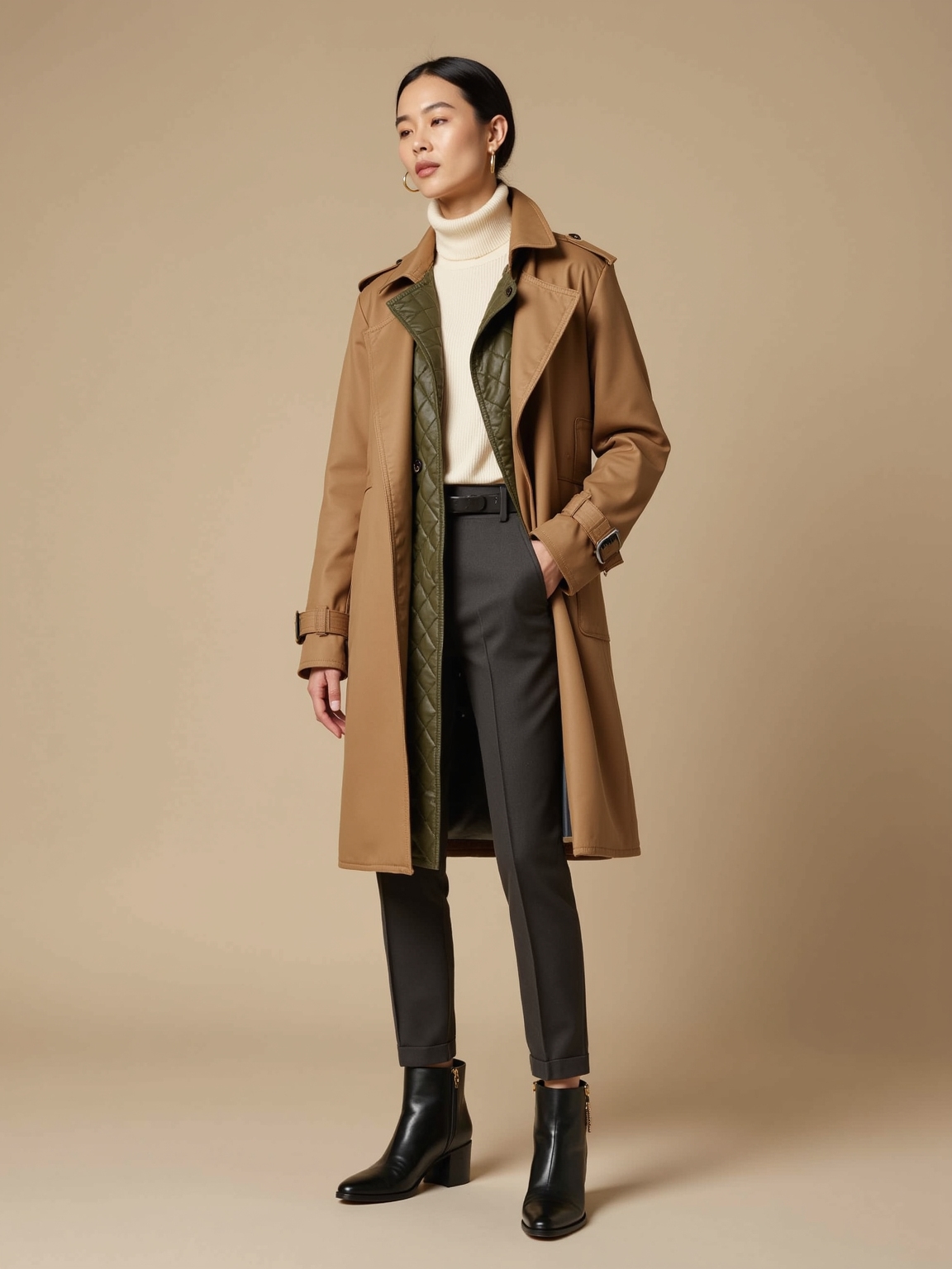 quilted liner trench ensemble