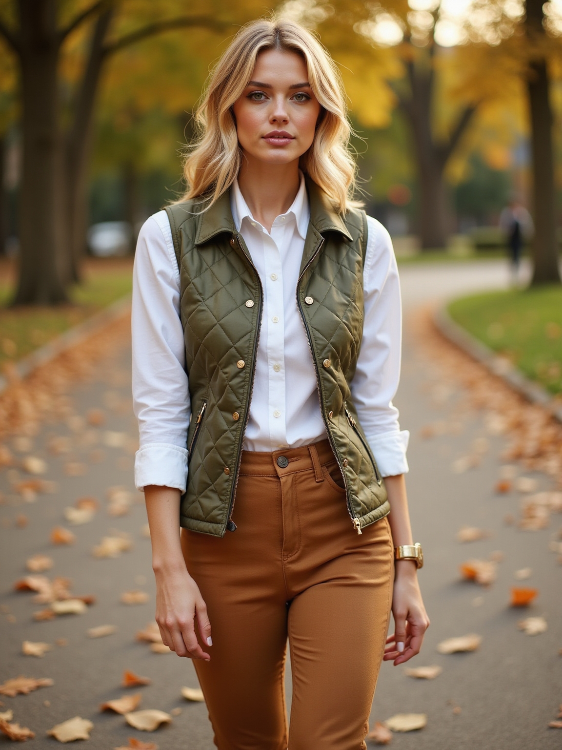 quilted olive vest elegance