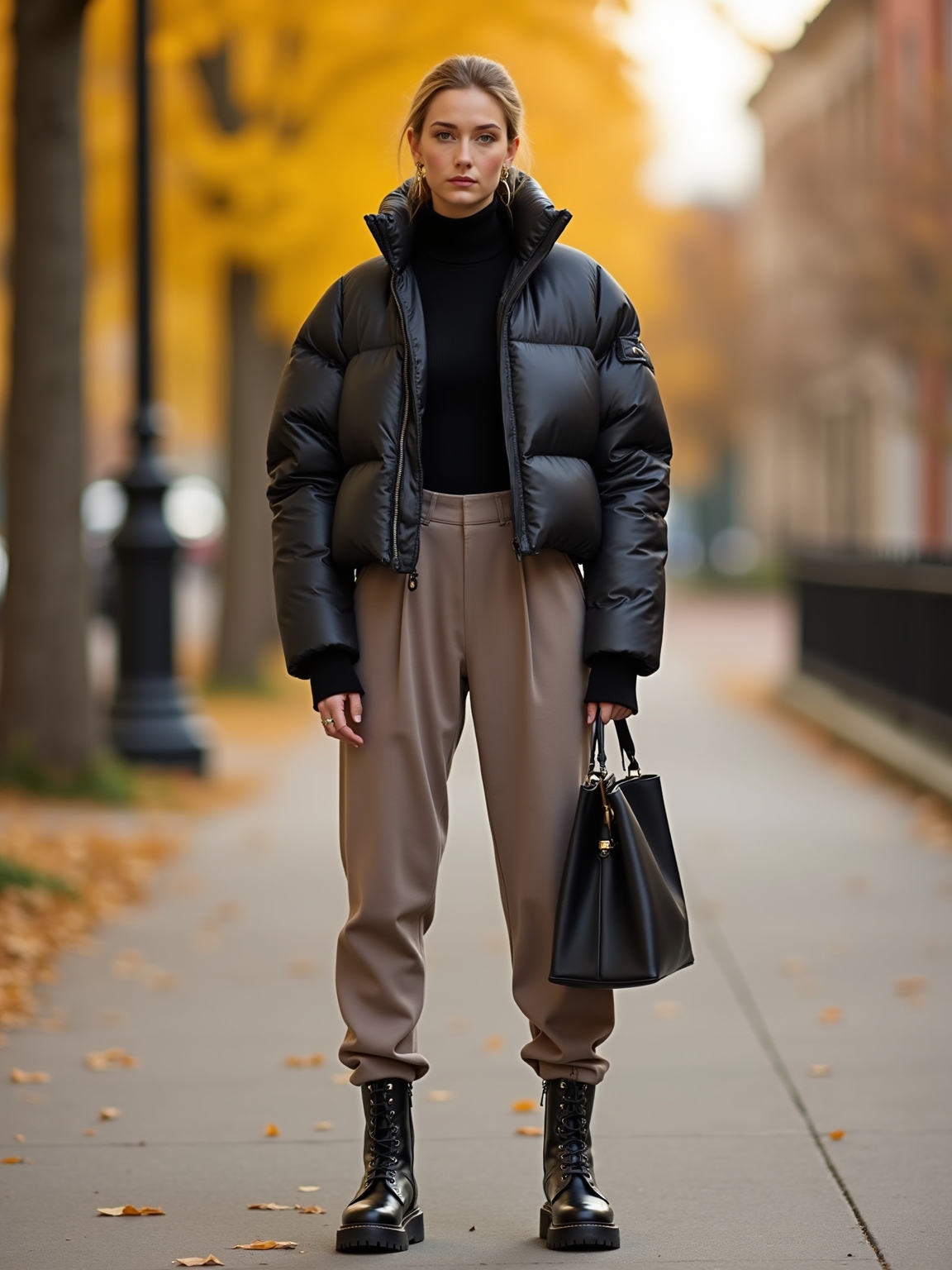 quilted puffer tailored joggers