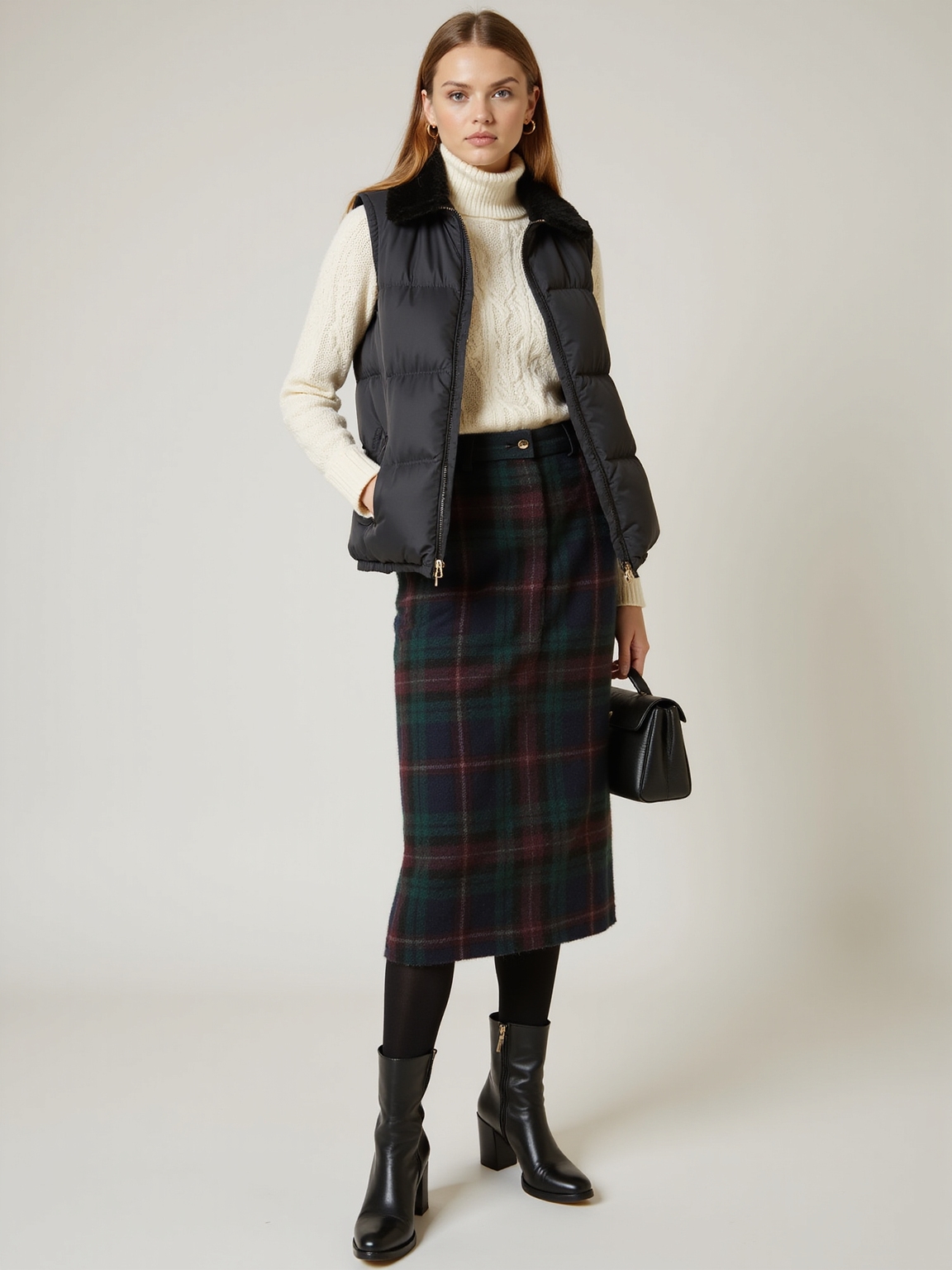 quilted vest cable knit