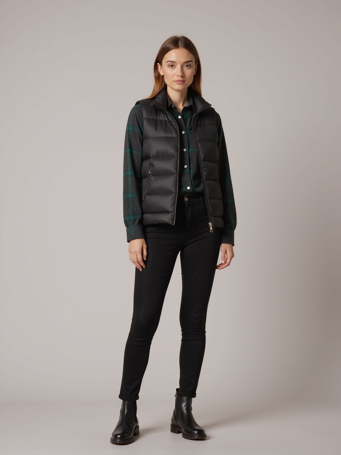 quilted vest over flannel