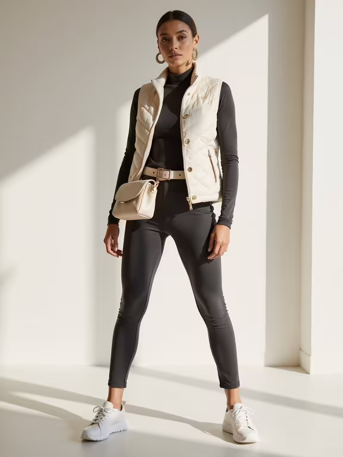 quilted vest over knit