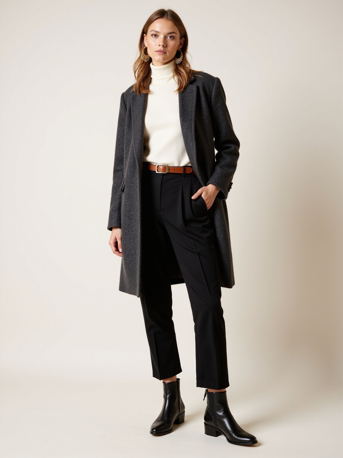 refined neutral layered winter workwear