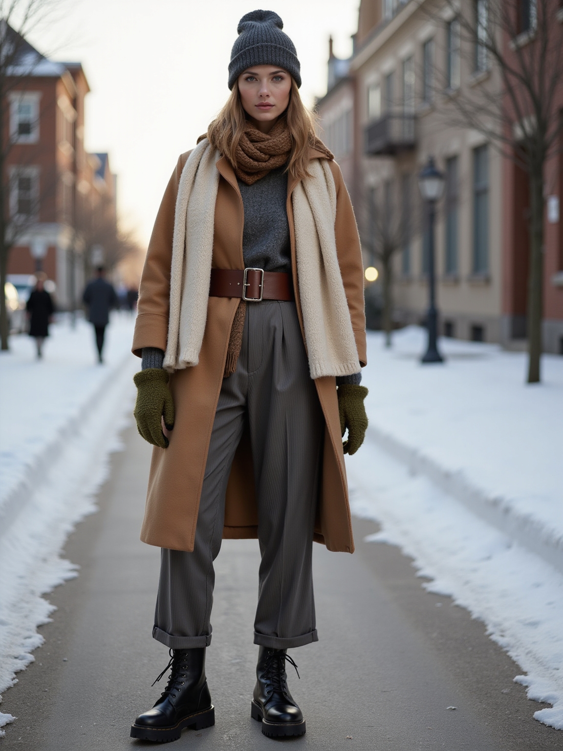 ribbed balaclava layered scarves