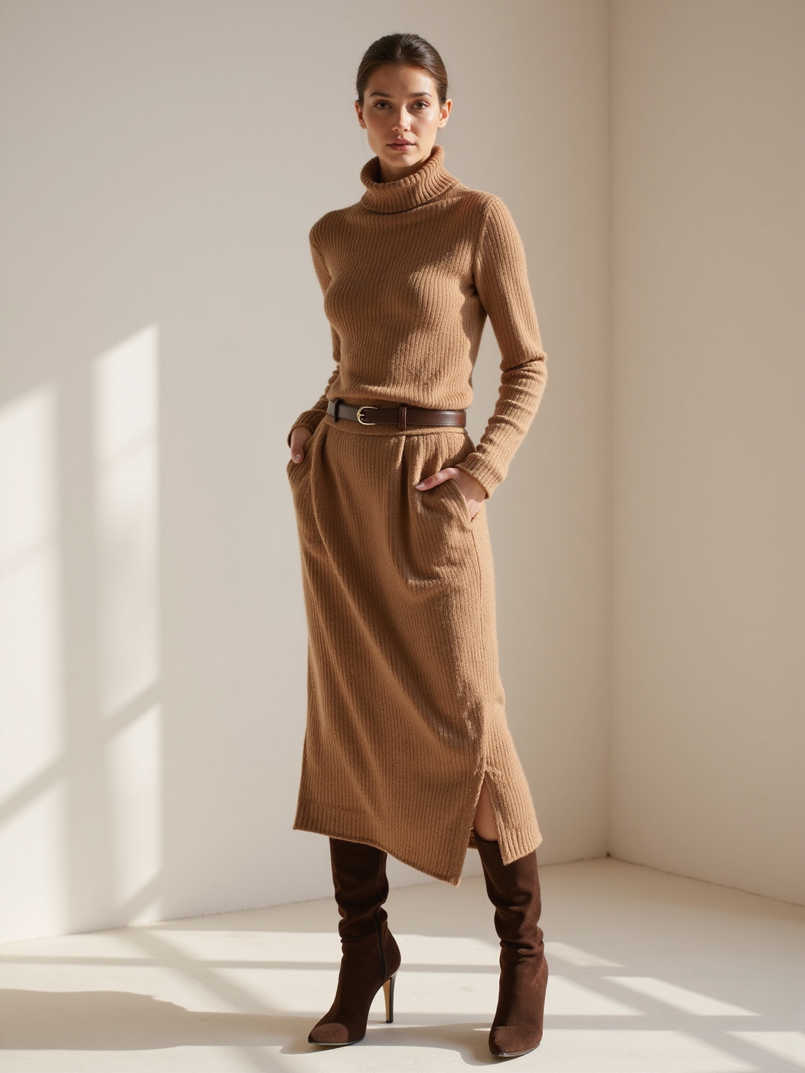 ribbed cashmere tonal knitset