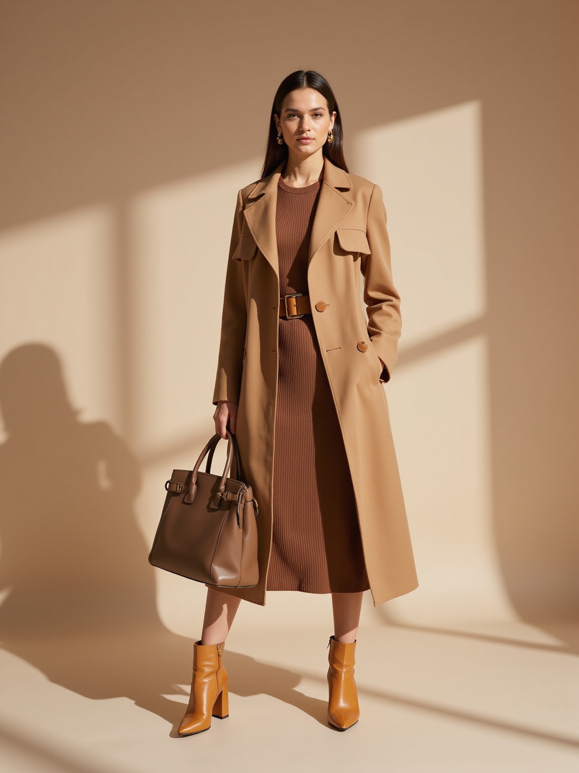 ribbed dress taupe trench