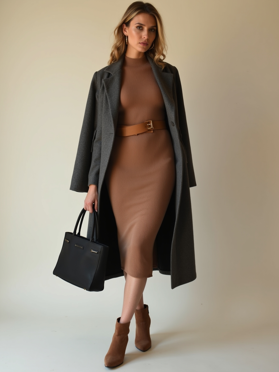 ribbed midi belted blazer silhouette