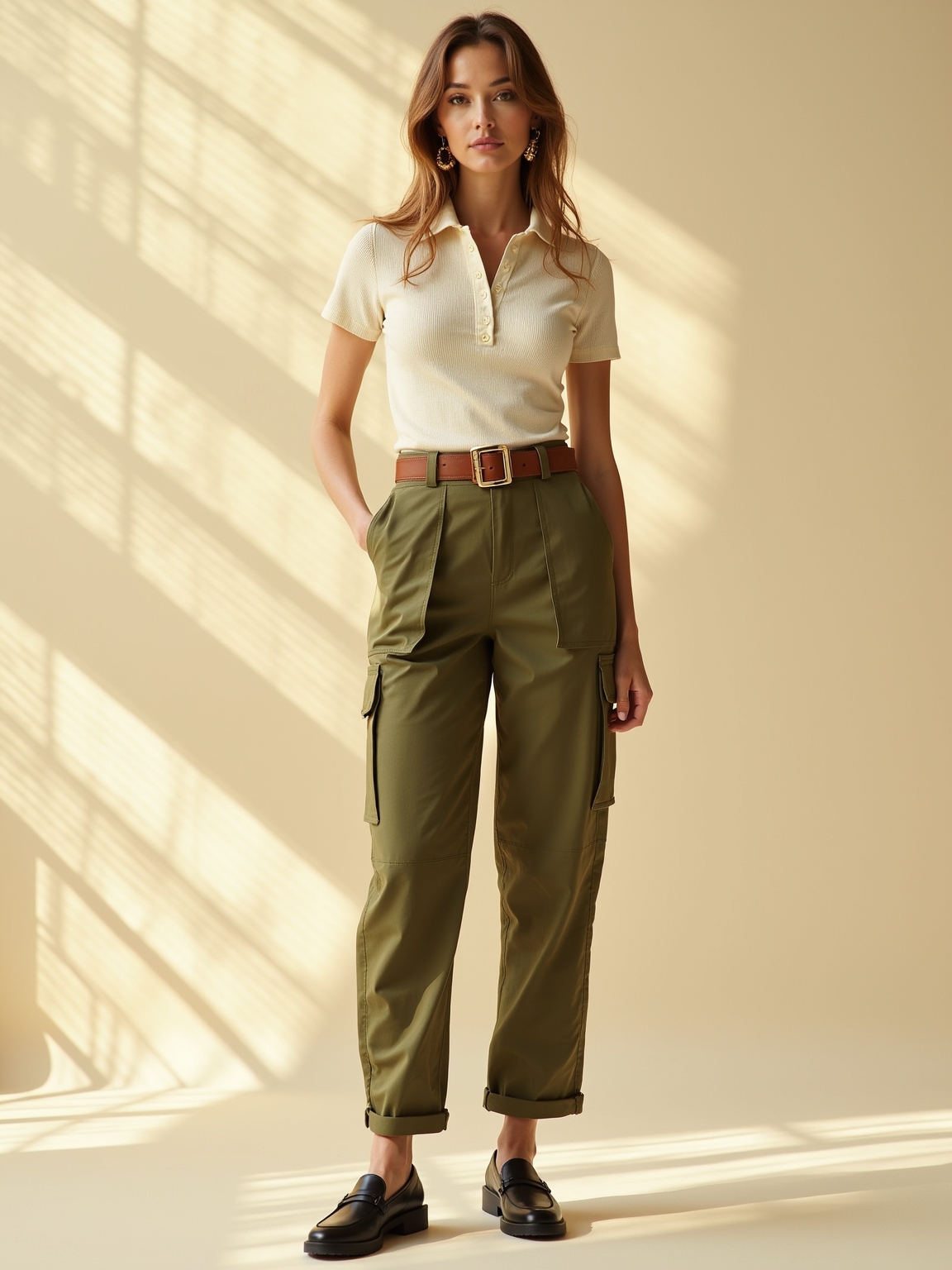 ribbed polo with utilitypants