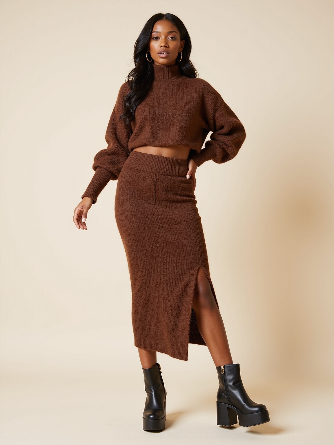 ribbed sweater set styling