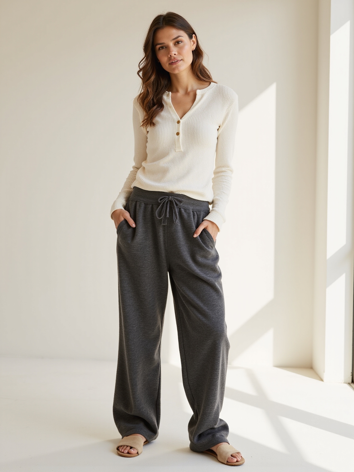 ribbed thermal with wide leg sweats