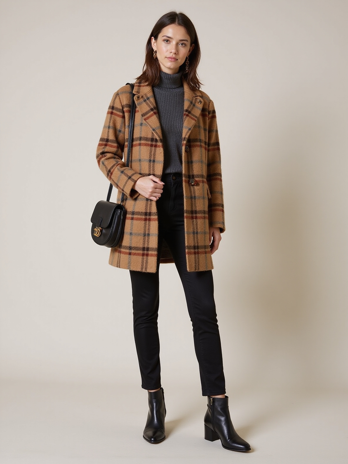 ribbed turtleneck under shacket