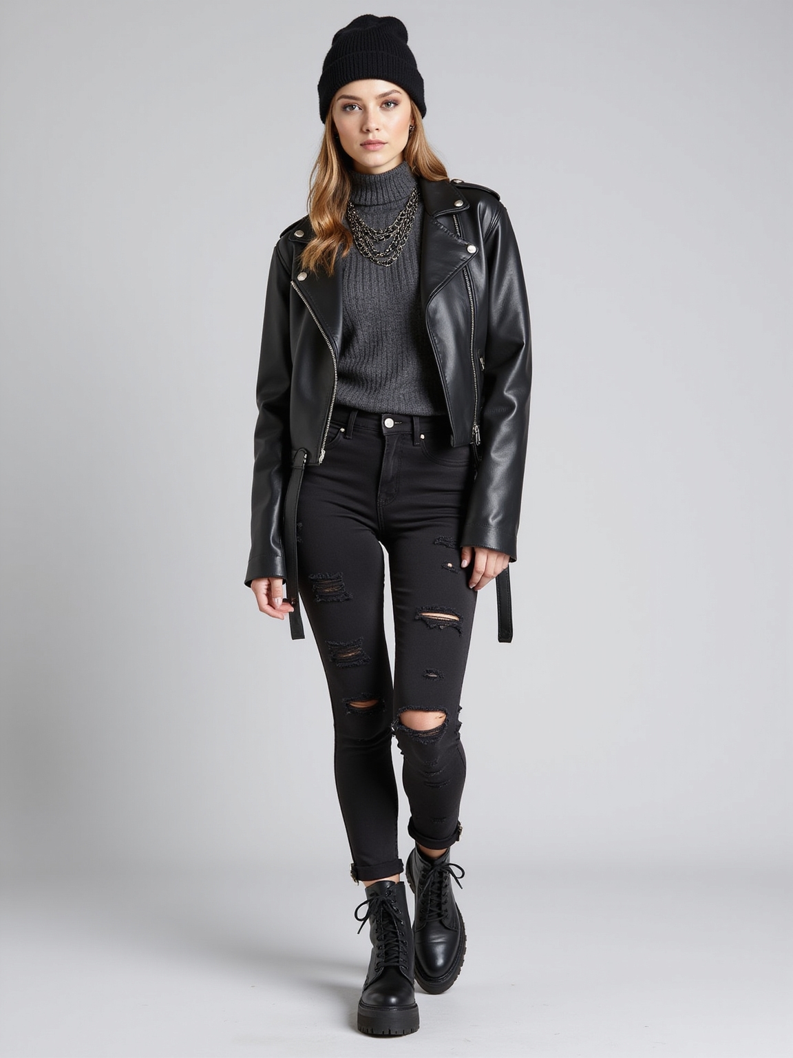 ripped jeans with turtleneck