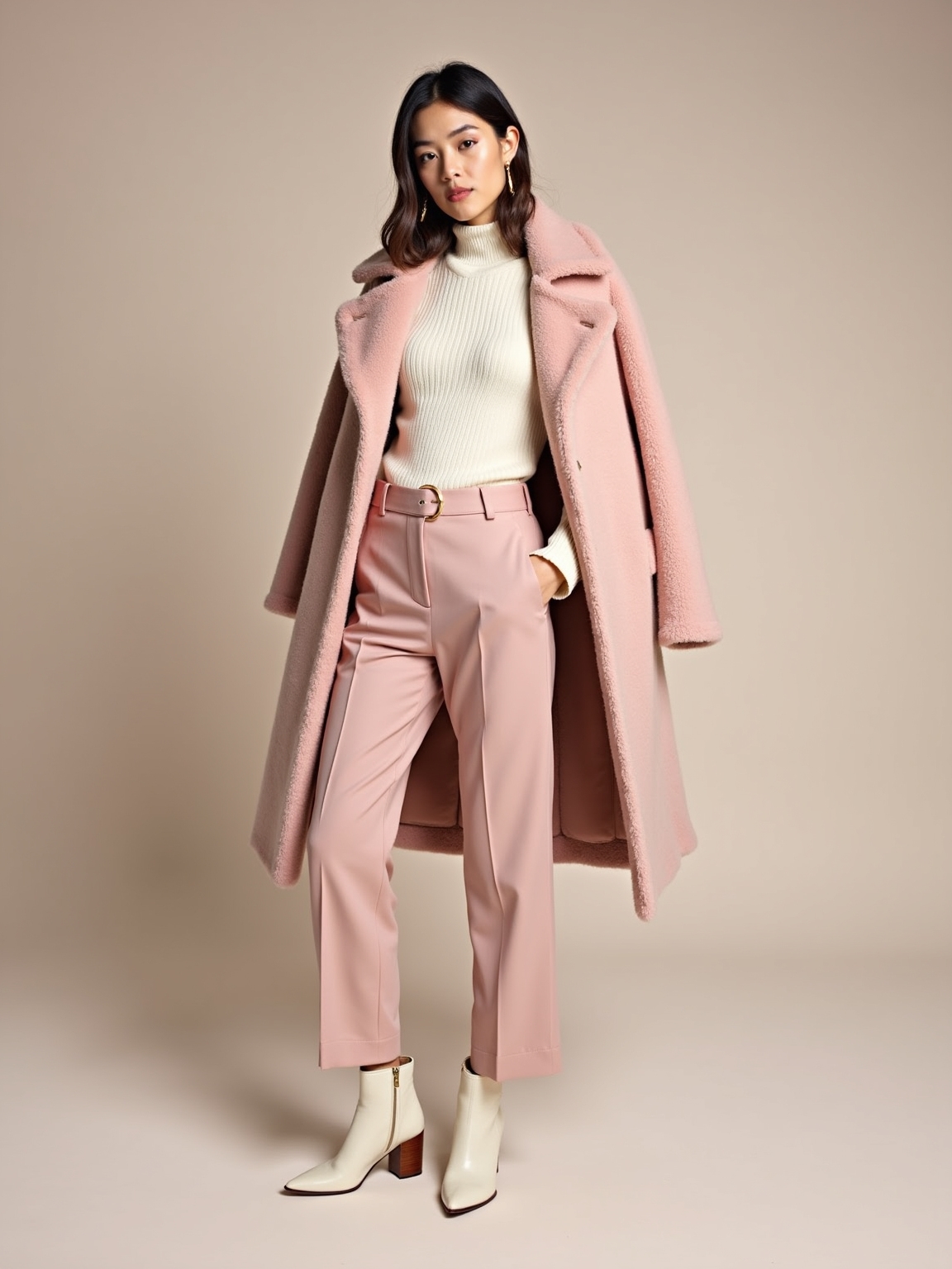 rose wool coat cream