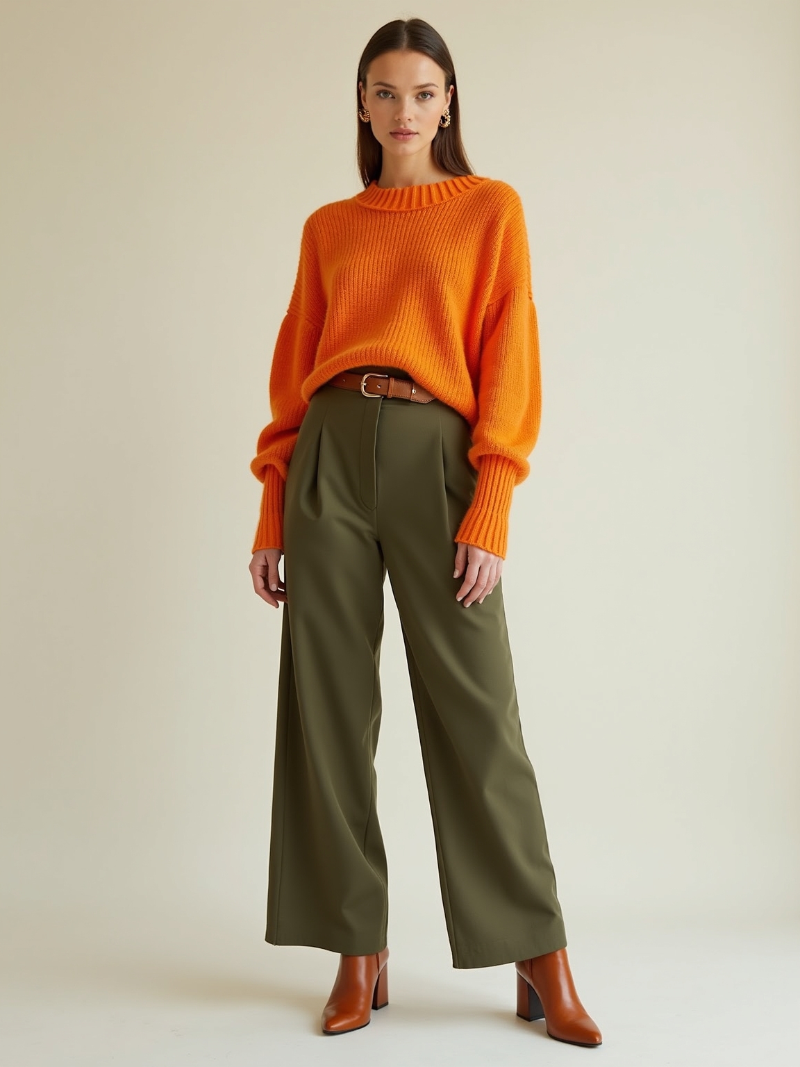 saffron sweater with earthtones