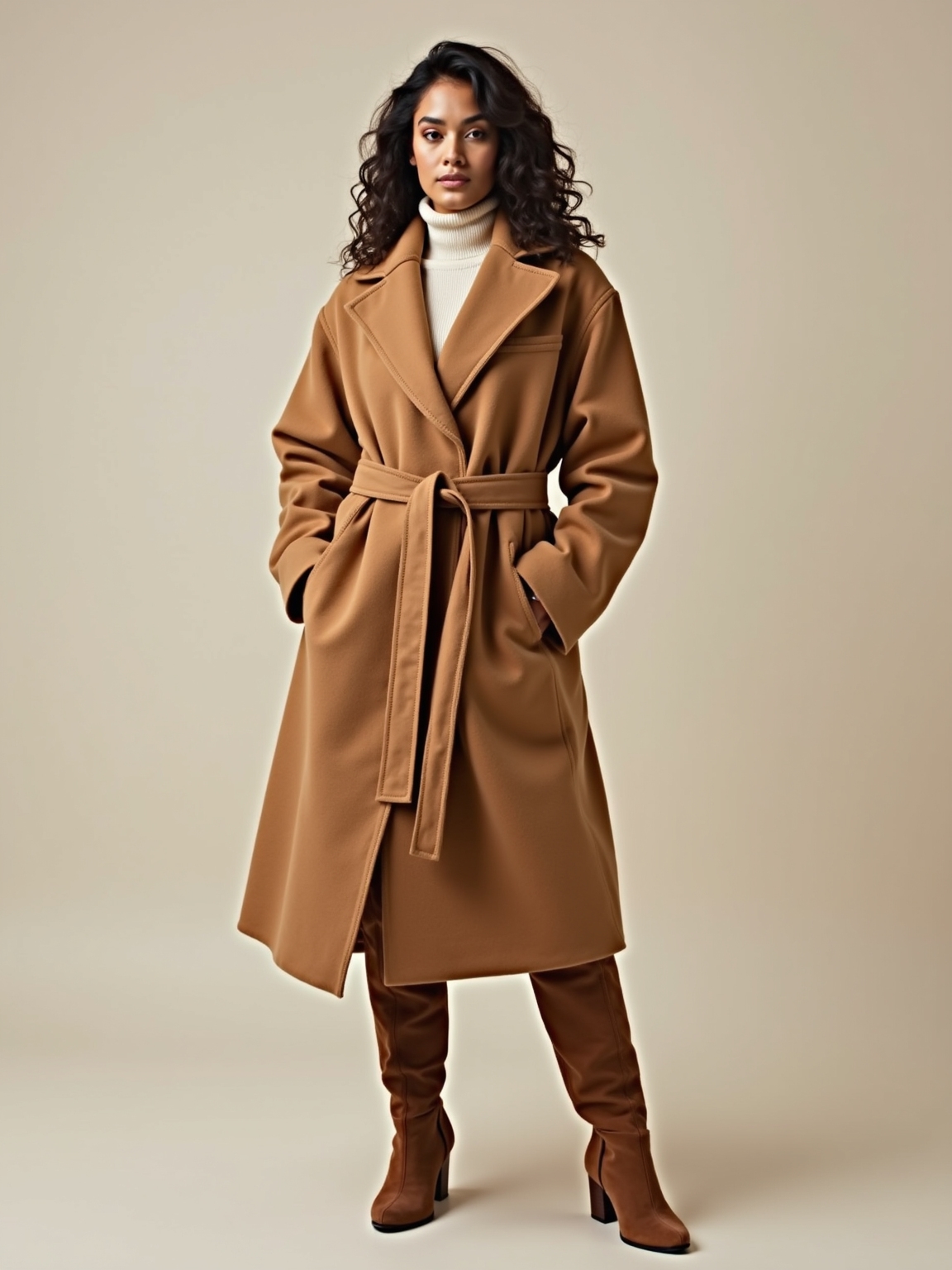 sash defined hourglass wool coat