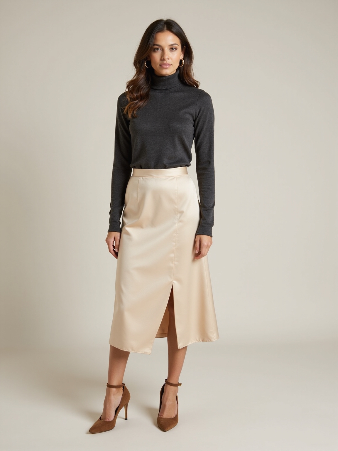 satin bias skirt ensemble