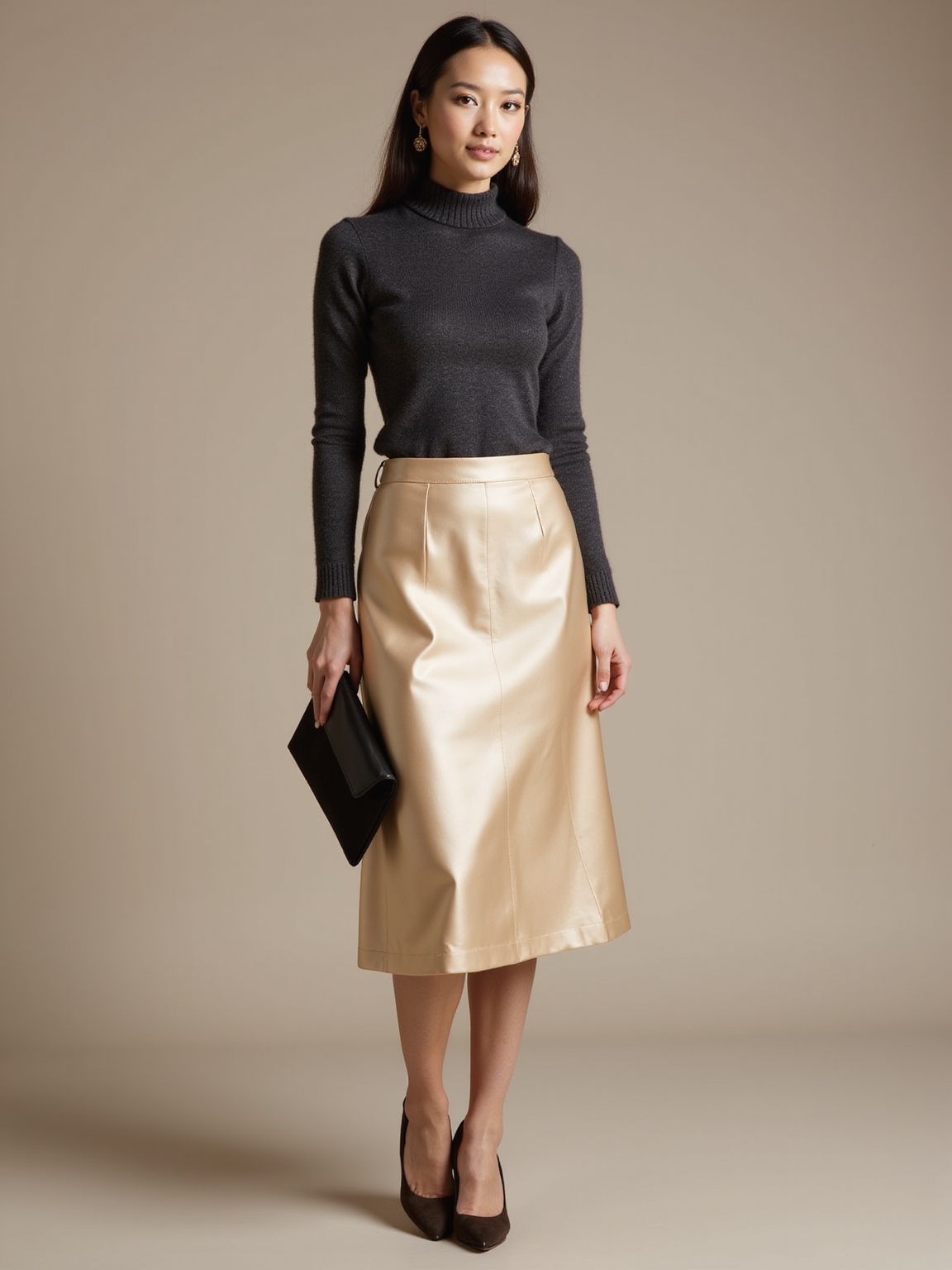 satin midi with cashmere