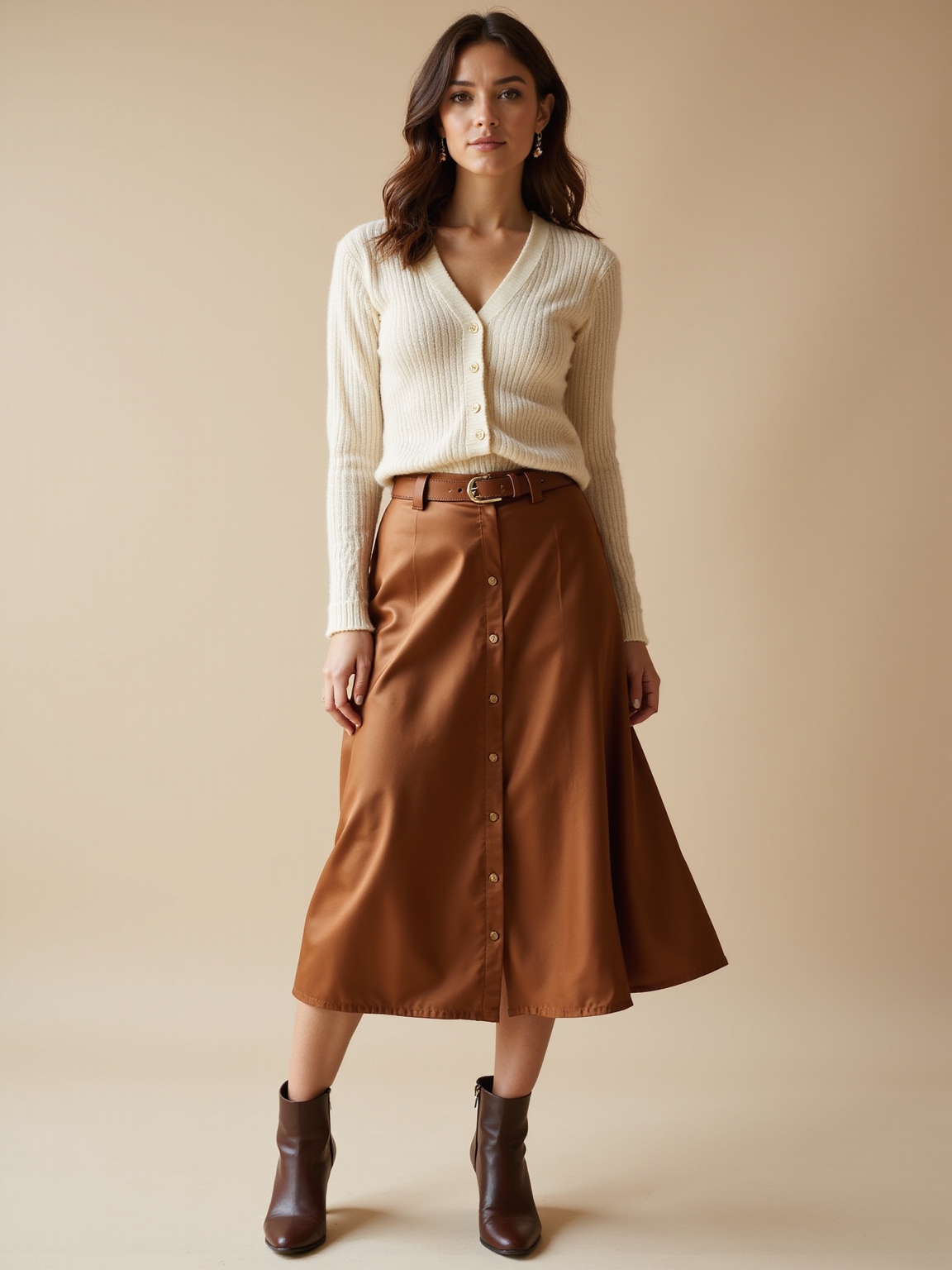 satin skirt cropped cardigan