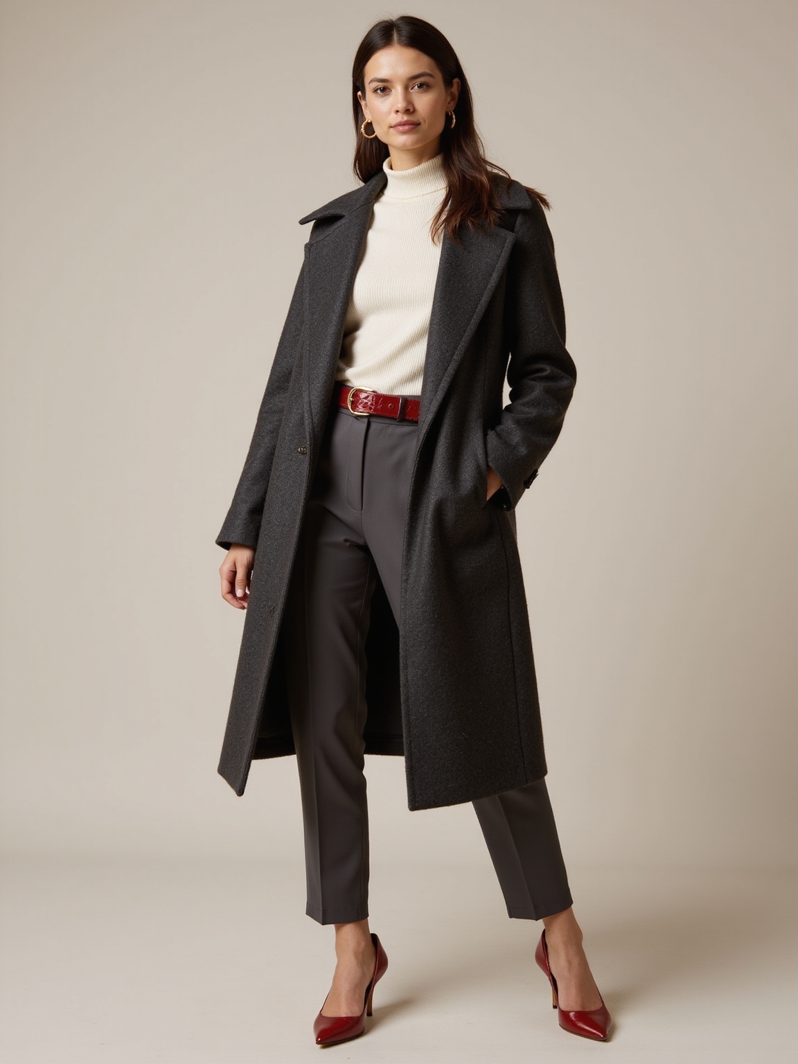 scarlet accents through neutrals