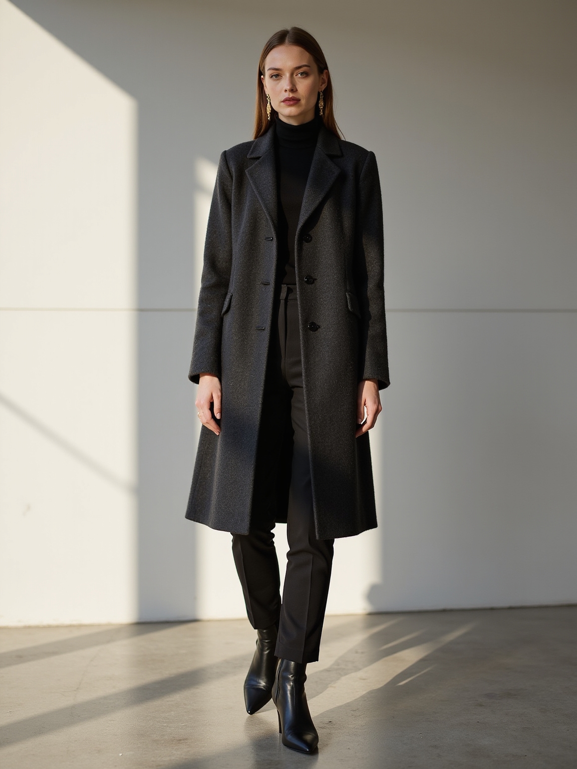 sculpted camel wool coat