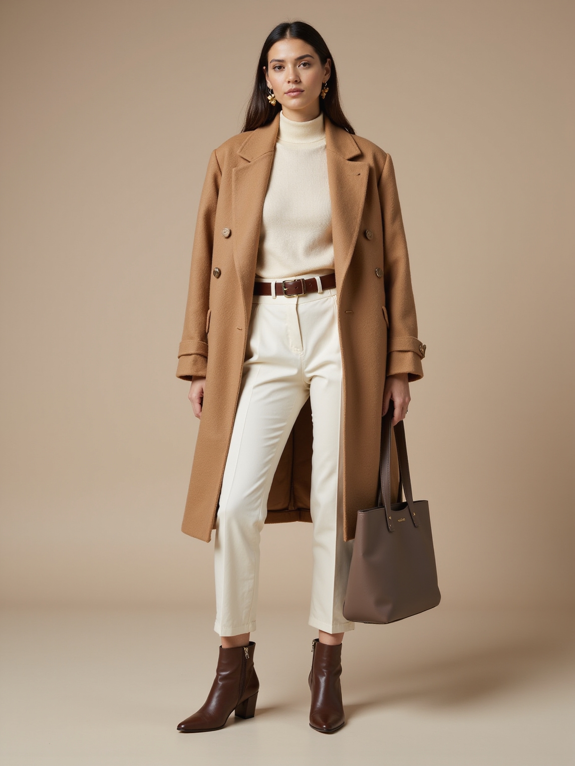 sculpted coat over neutrals