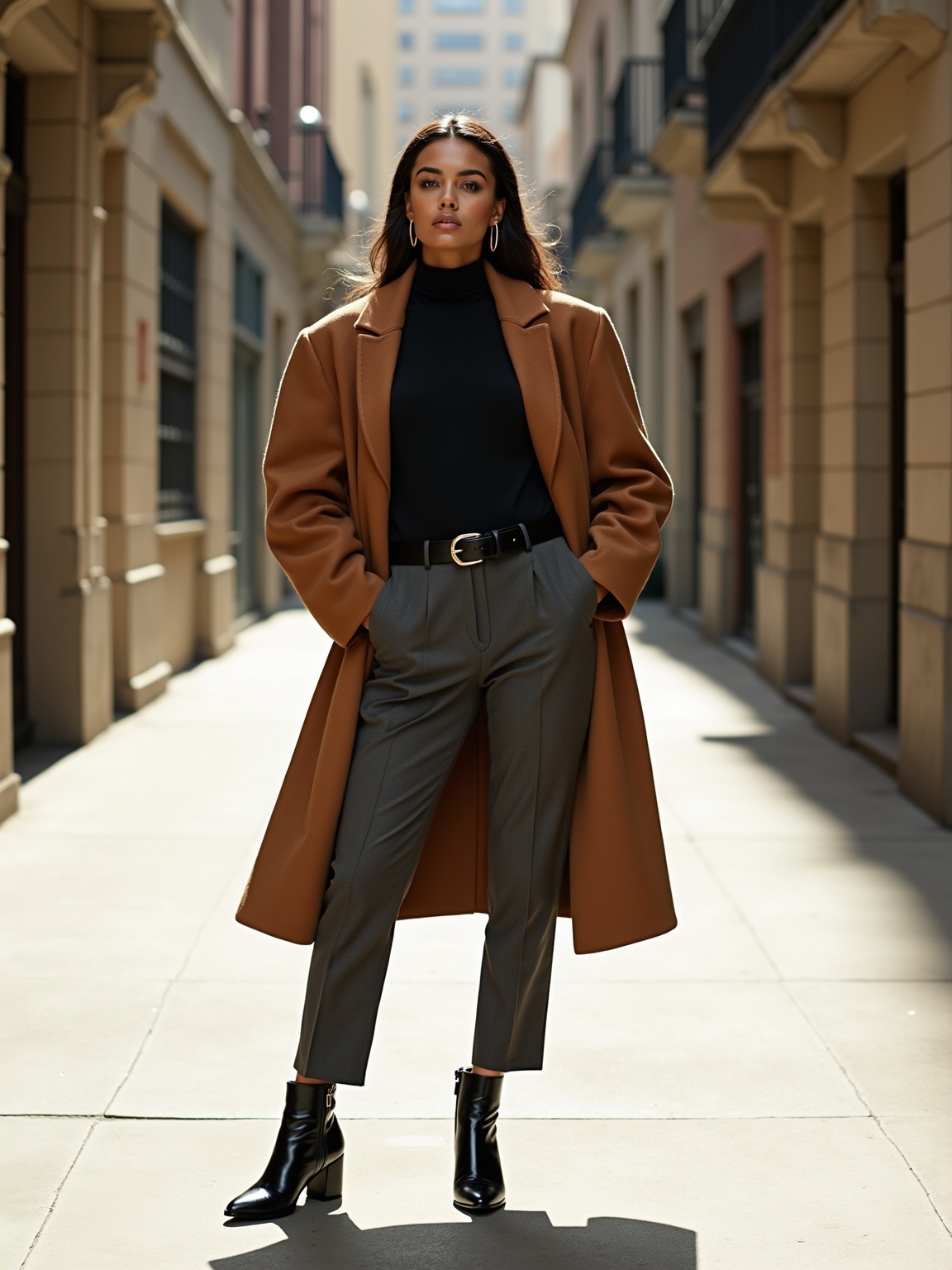 sculpted wool coat with presence