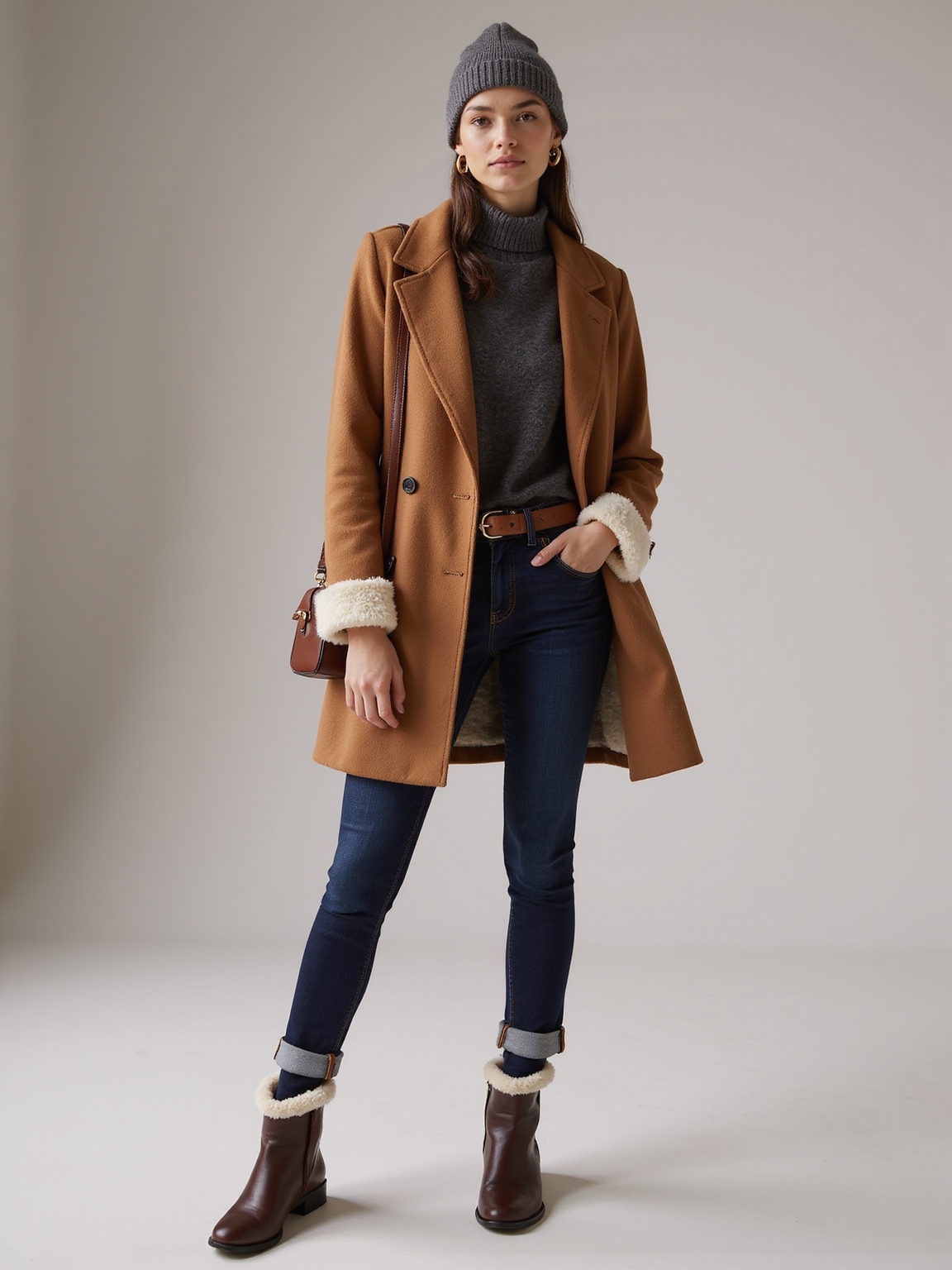 shearling lined boots with skinny jeans