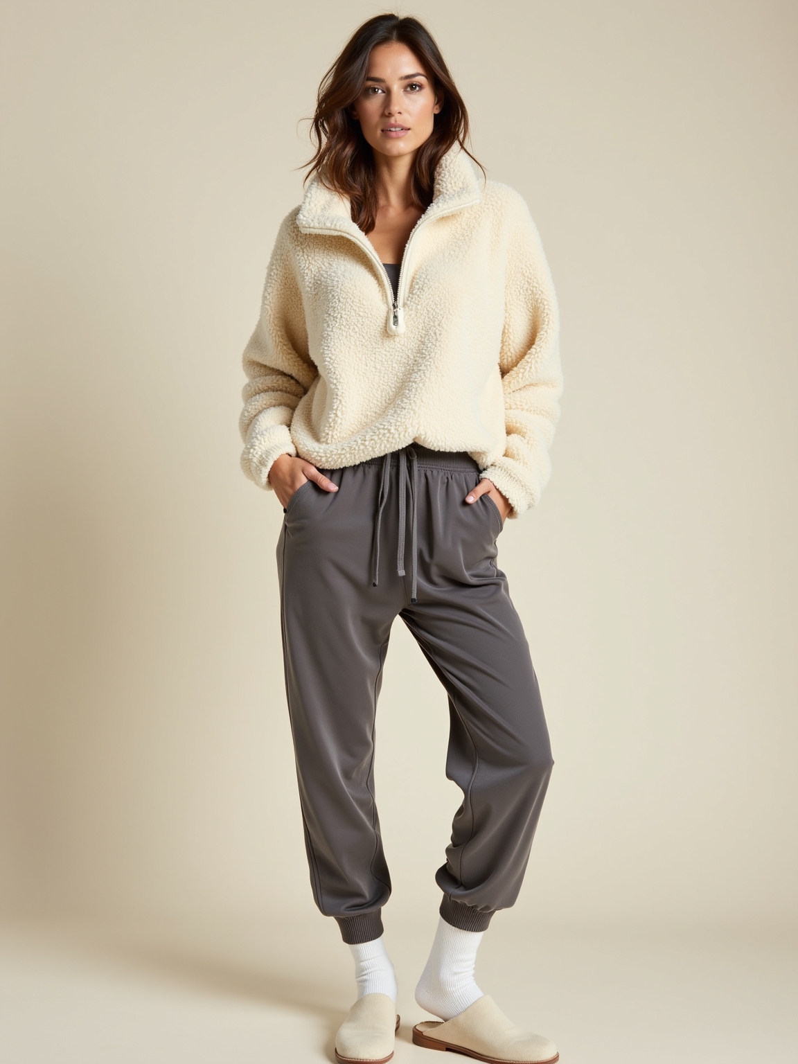 sherpa pullover relaxed joggers