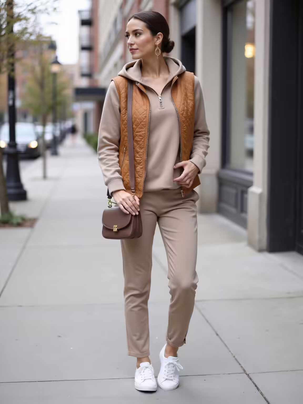 sleek athleisure morning coffee run