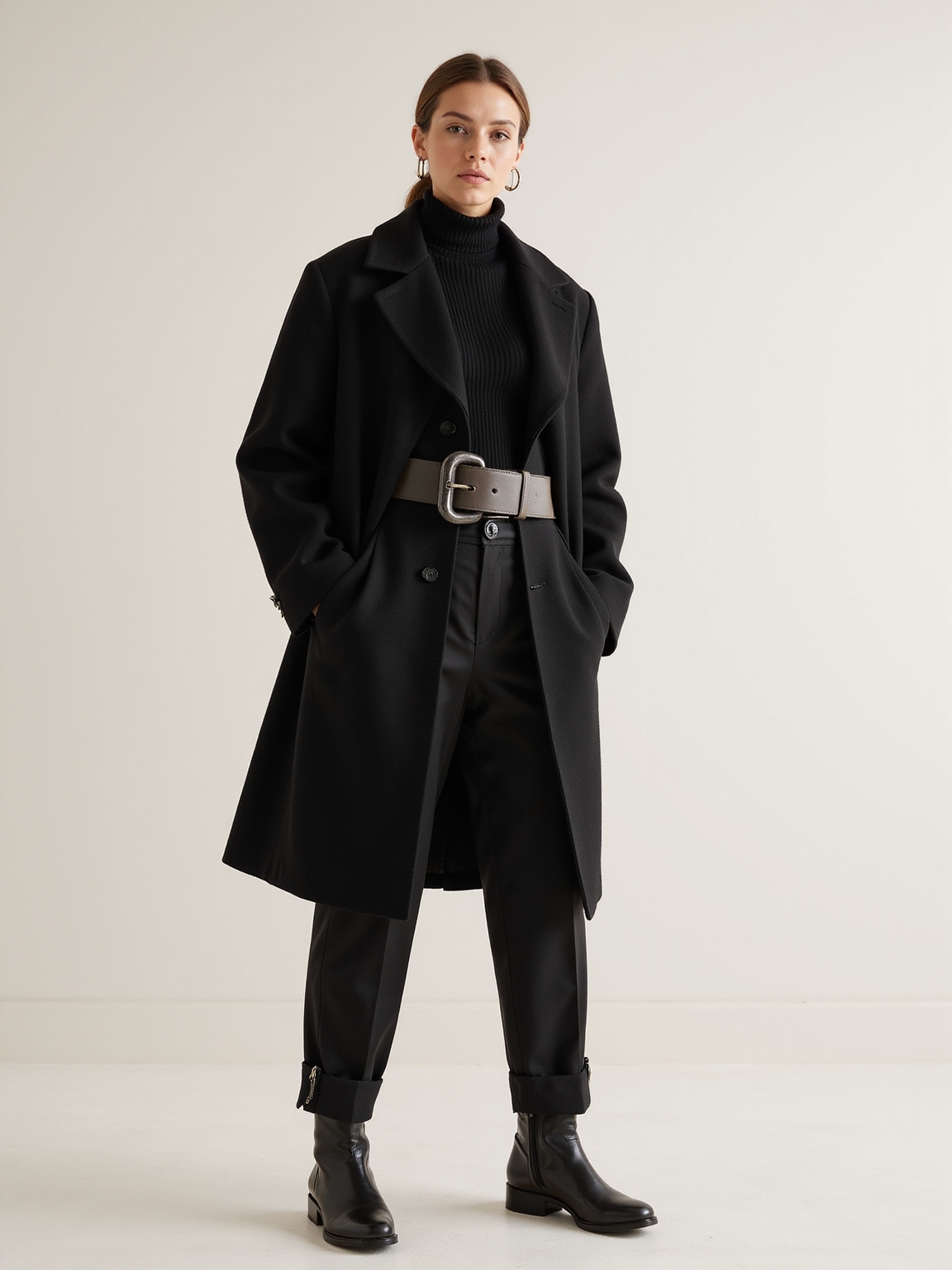 sleek cinched waist with metal