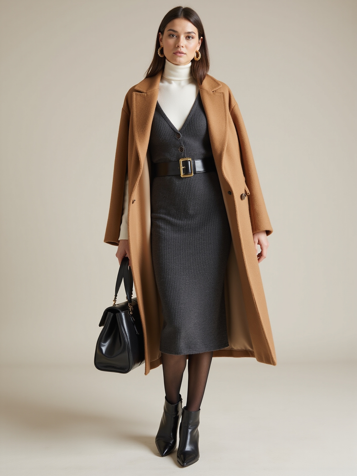 sleek layered midi dress ensemble