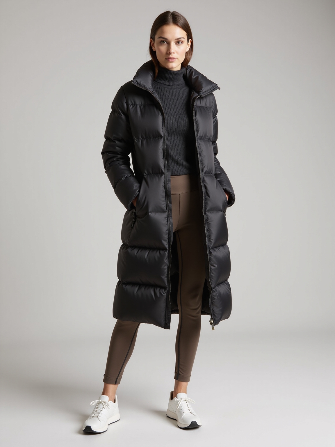 sleek monochrome layered winterwear