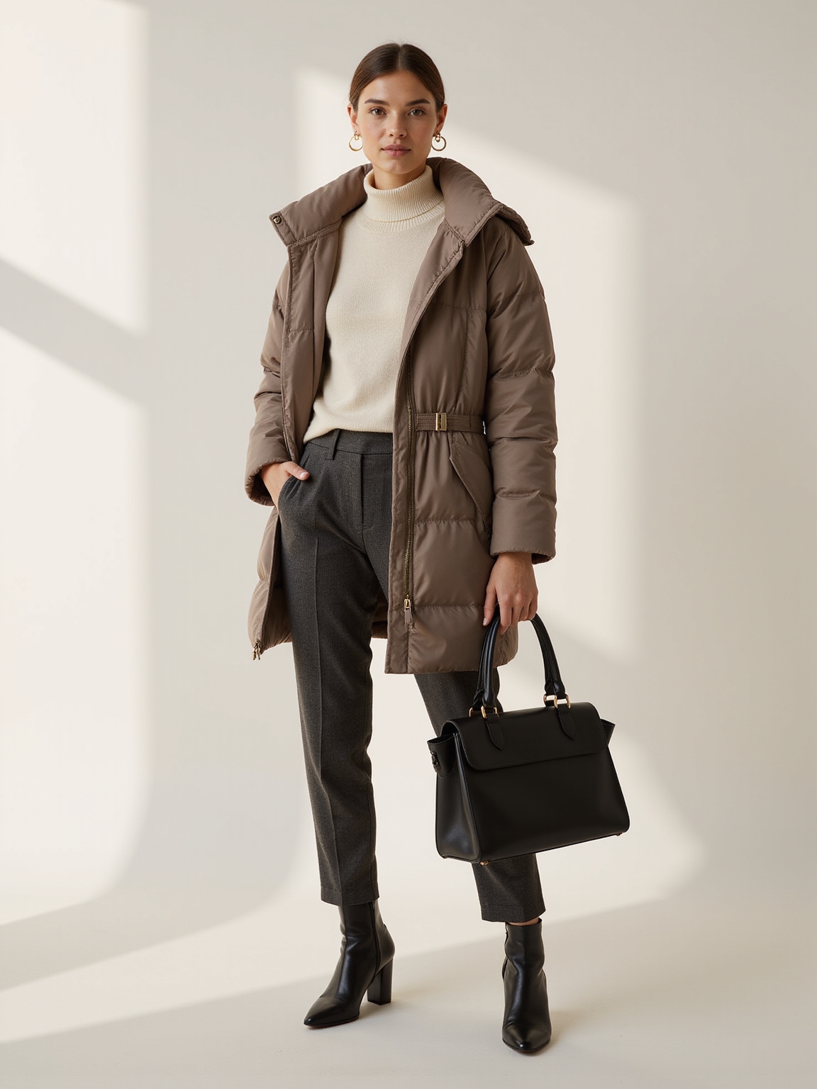 sleek puffer with accessories