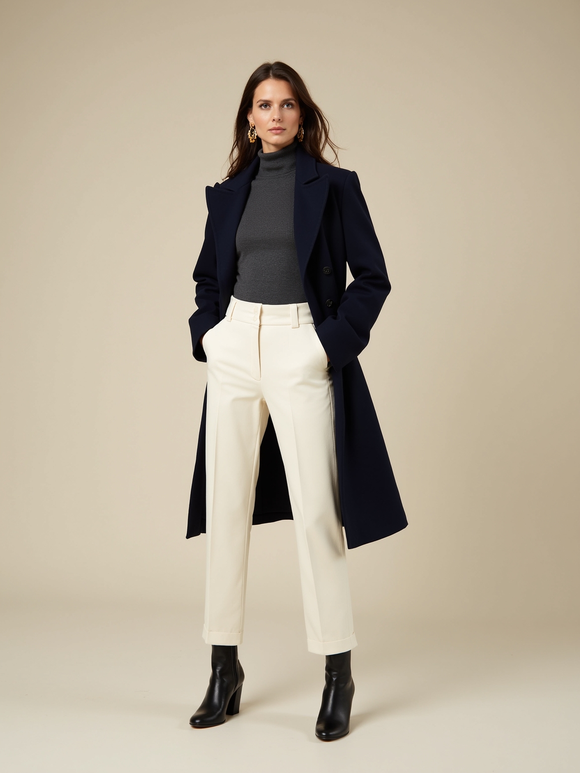sleek turtleneck under blazer