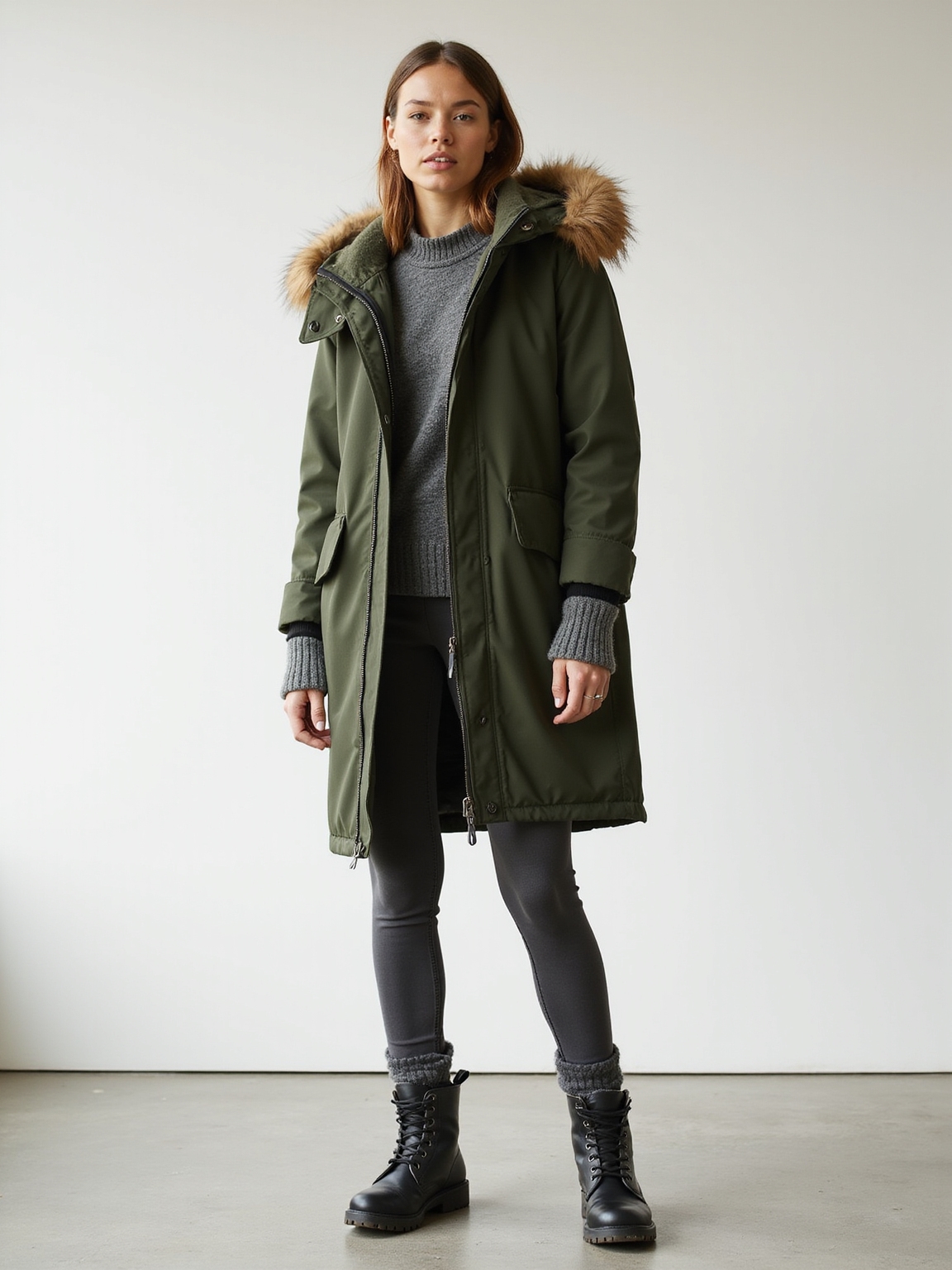 sleek waterproof parka with merino