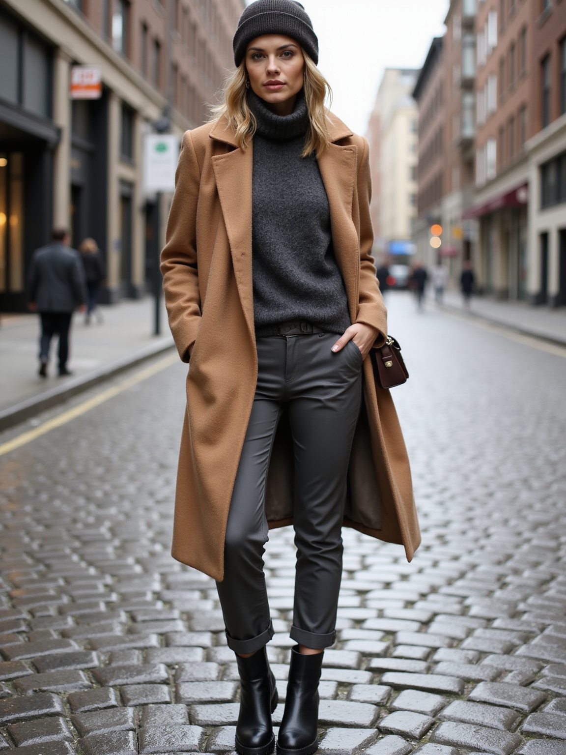 sleek weatherproof boots ensemble