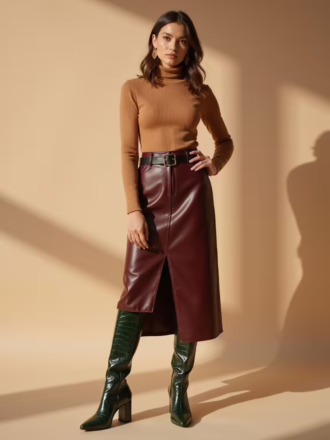 slick leather meets soft wool