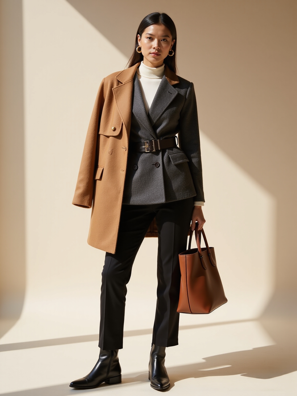 slim blazer under coat