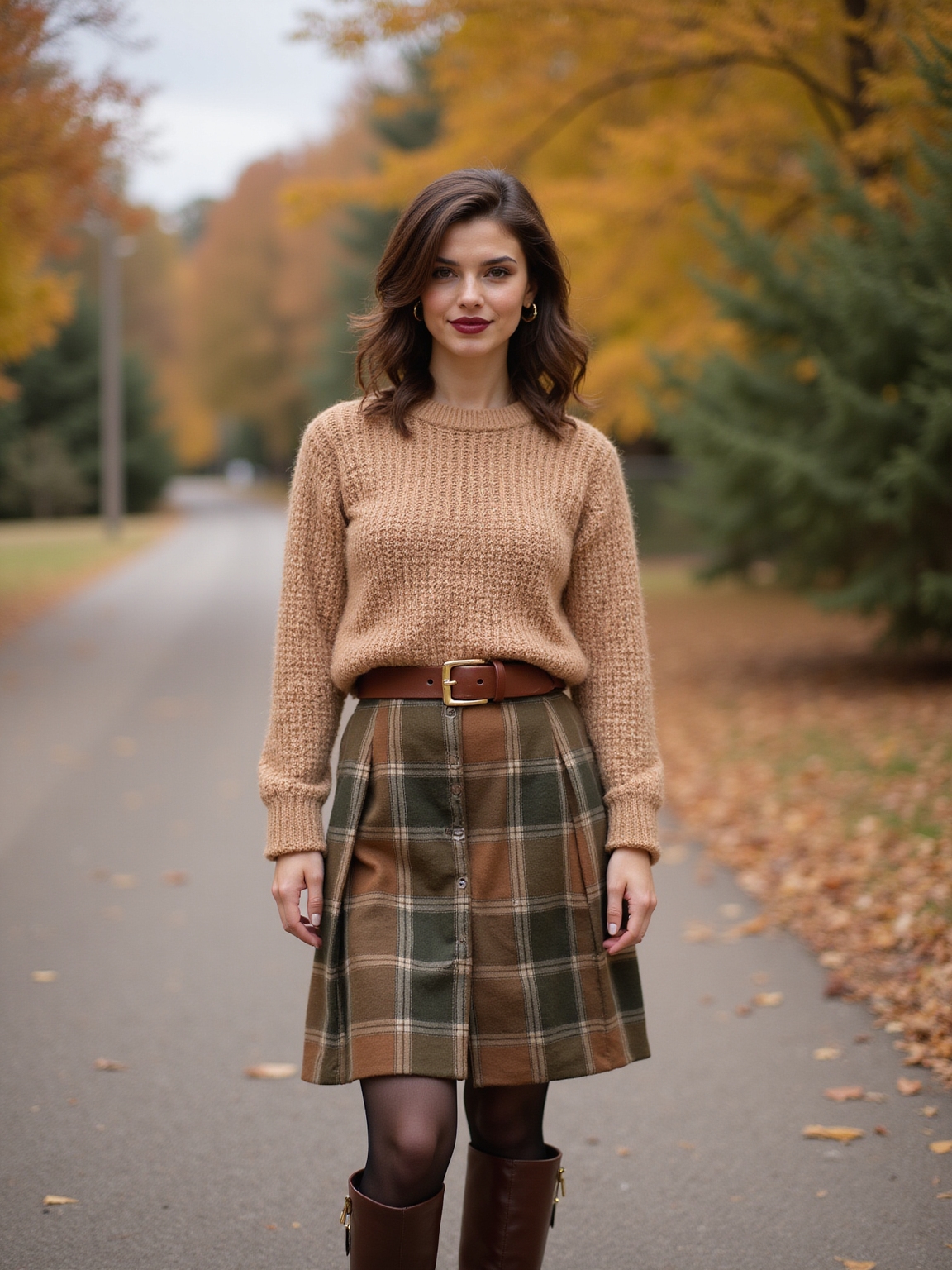 soft knitted pleated skirt ensemble