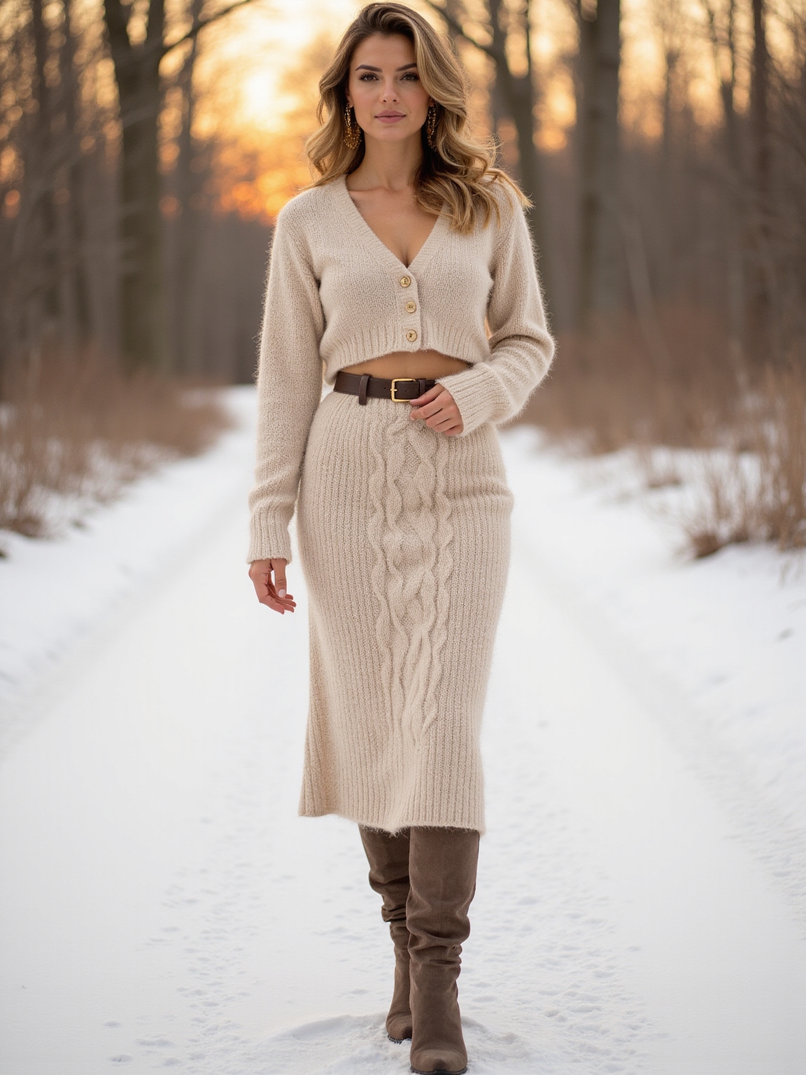 soft neutral matching sweater set