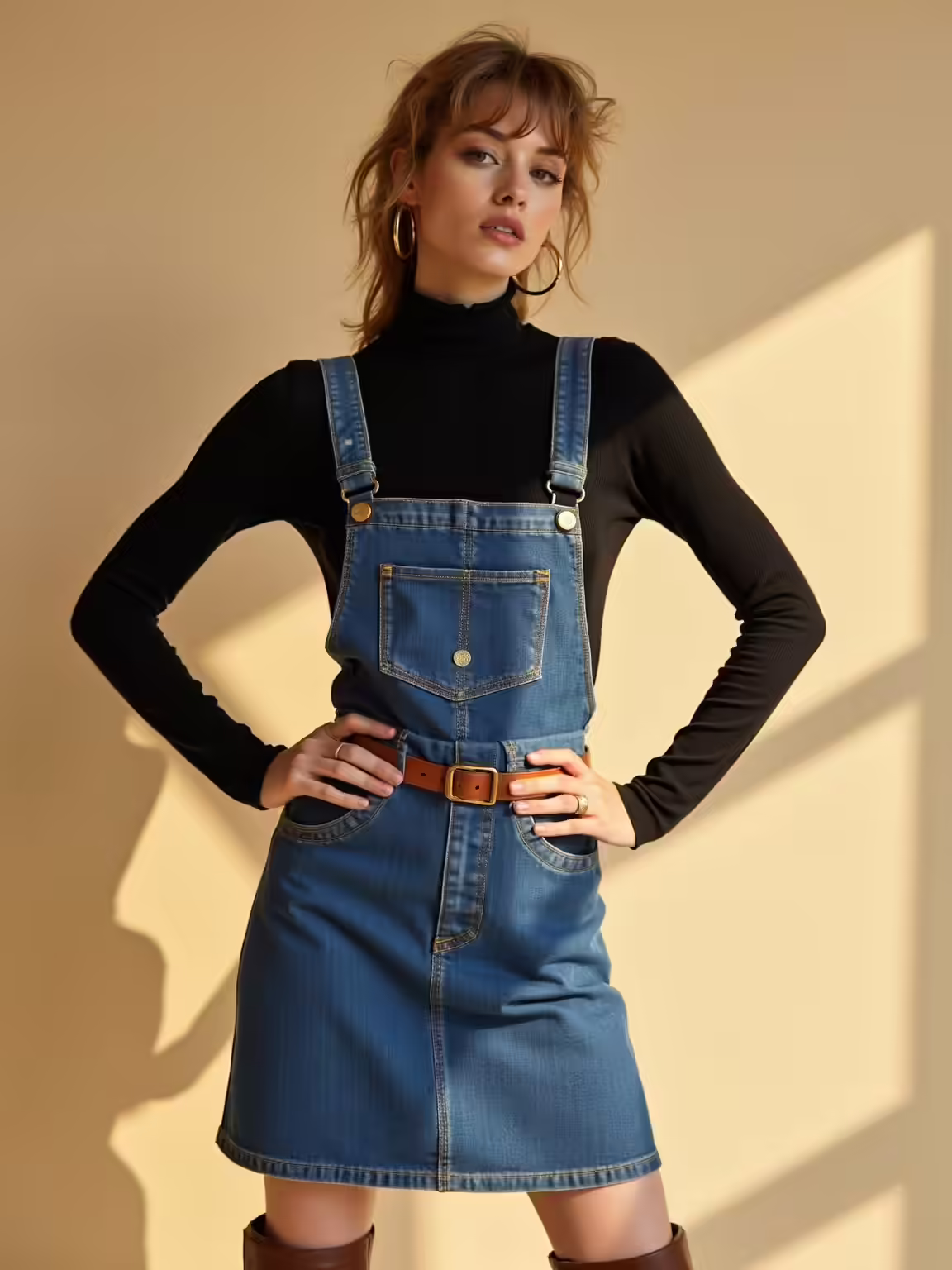 soft turtleneck beneath denim